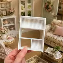 White Miniature Display Bookshelf, Multi Grid Storage Rack, Scene Layout Decor Stand for Tiny Collectibles, Mini Ornaments