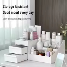 NEW 1pc White Drawer Makeup Storage Box Plastic Organizer for Cosmetics Skin Care Dressing Table Desktop Dormitory