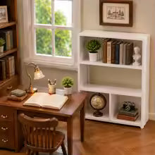 White Miniature Display Bookshelf, Multi Grid Storage Rack, Scene Layout Decor Stand for Tiny Collectibles, Mini Ornaments