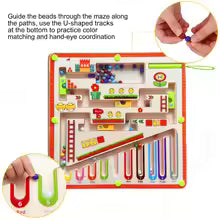 Children's Magnetic Maze Walking Bead Drawing Board Focuses on Stroke, Logical Thinking, Early Education and Puzzle Toys