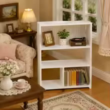 White Miniature Display Bookshelf, Multi Grid Storage Rack, Scene Layout Decor Stand for Tiny Collectibles, Mini Ornaments