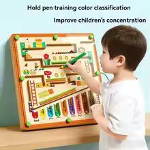 Children's Magnetic Maze Walking Bead Drawing Board Focuses on Stroke, Logical Thinking, Early Education and Puzzle Toys