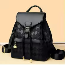 Women Backpack Soft Pu Leather Black Casual Multifunctional College Bag Capacity Shoulder Bag Trave Handle Bag