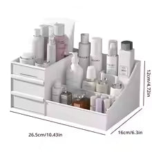 NEW 1pc White Drawer Makeup Storage Box Plastic Organizer for Cosmetics Skin Care Dressing Table Desktop Dormitory