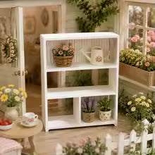 White Miniature Display Bookshelf, Multi Grid Storage Rack, Scene Layout Decor Stand for Tiny Collectibles, Mini Ornaments